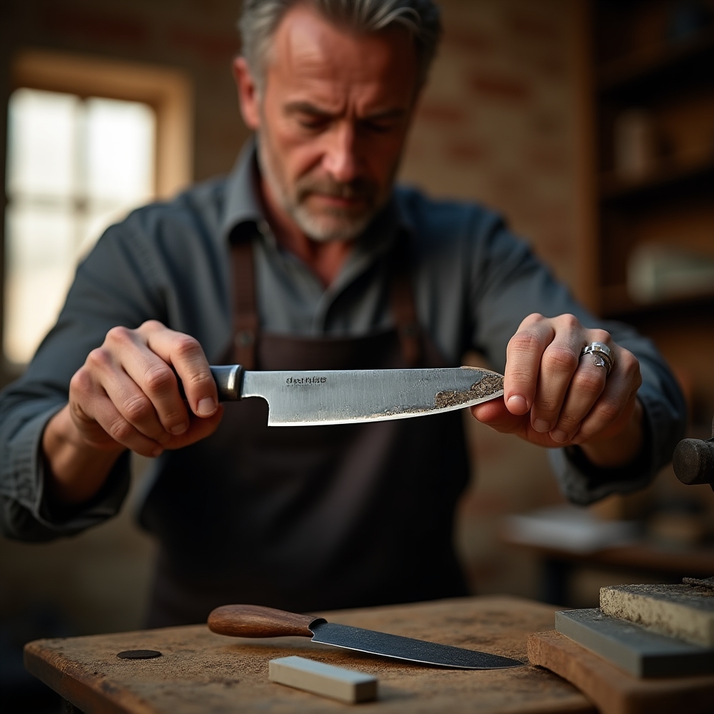 Riparazione di una punta spezzata su un coltello da cucina