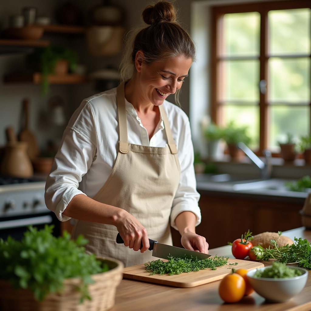 Cuoco appassionato che prepara un piatto elaborato nella cucina domestica